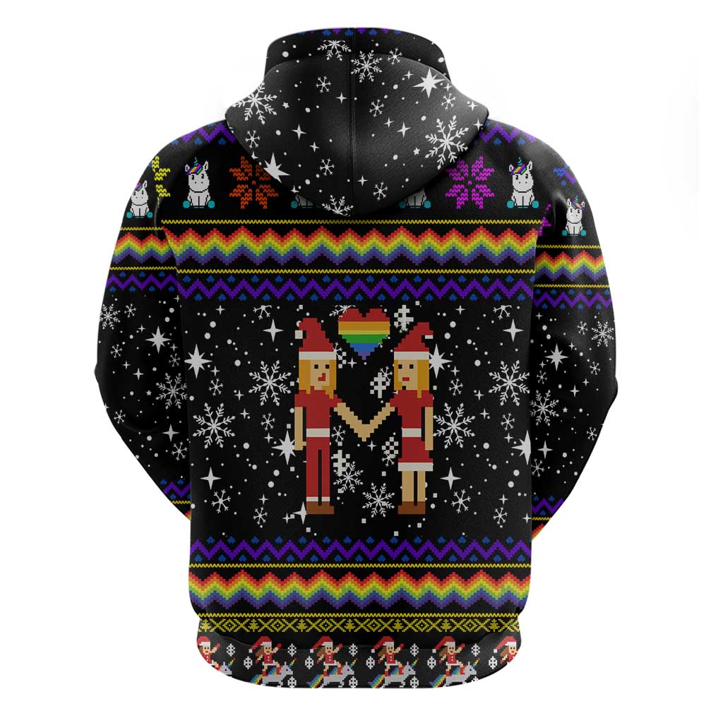 LGBT Lesbians Christmas Zip Hoodie Xmas Holiday Patterns - Wonder Print Shop