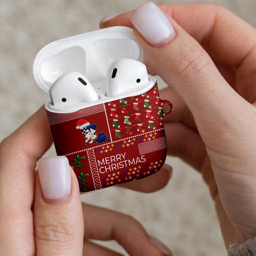 Louisiana Merry Christmas AirPods Case Xmas Holiday Patterns - Wonder Print Shop