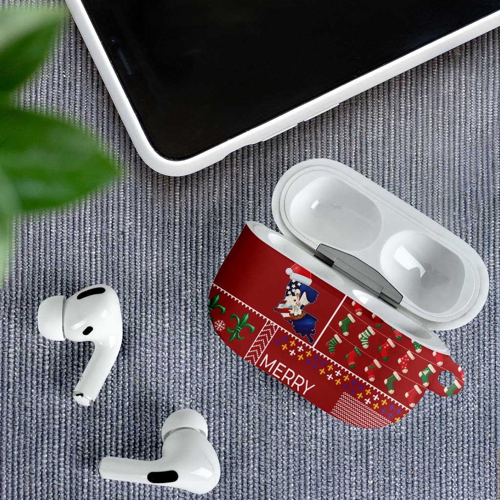 Louisiana Merry Christmas AirPods Case Xmas Holiday Patterns - Wonder Print Shop