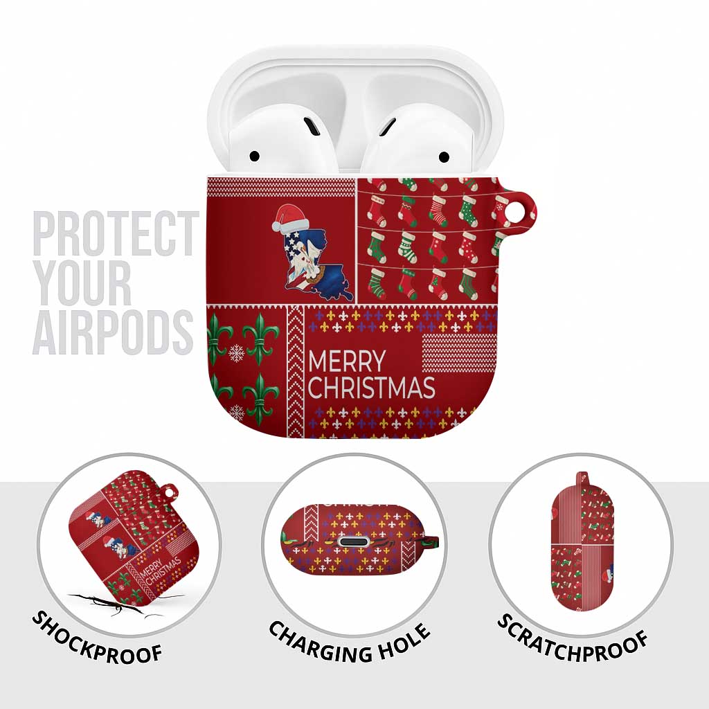 Louisiana Merry Christmas AirPods Case Xmas Holiday Patterns - Wonder Print Shop