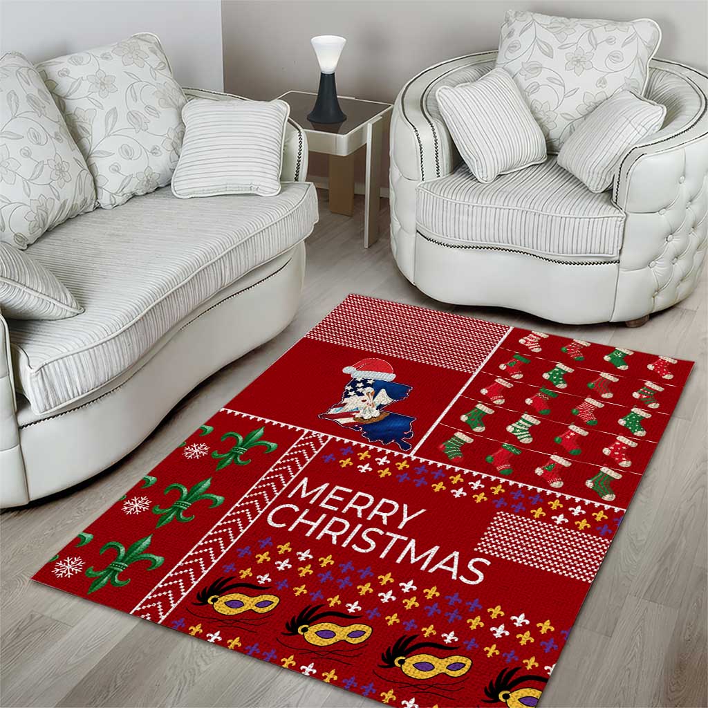 Louisiana Merry Christmas Area Rug Xmas Holiday Patterns - Wonder Print Shop