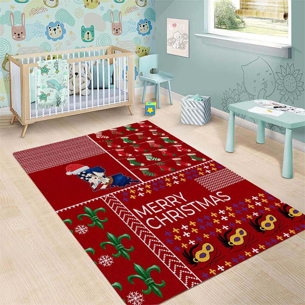 Louisiana Merry Christmas Area Rug Xmas Holiday Patterns - Wonder Print Shop