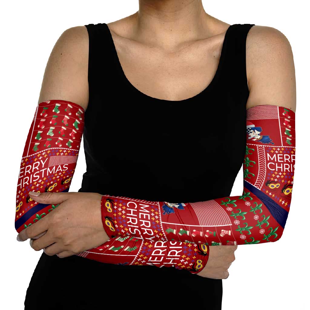 Louisiana Merry Christmas Arm Sleeves Xmas Holiday Patterns - Wonder Print Shop