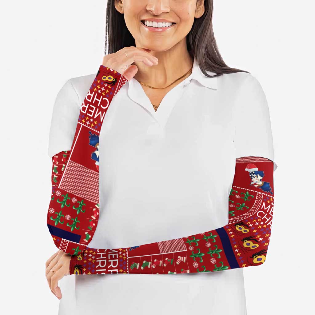 Louisiana Merry Christmas Arm Sleeves Xmas Holiday Patterns - Wonder Print Shop