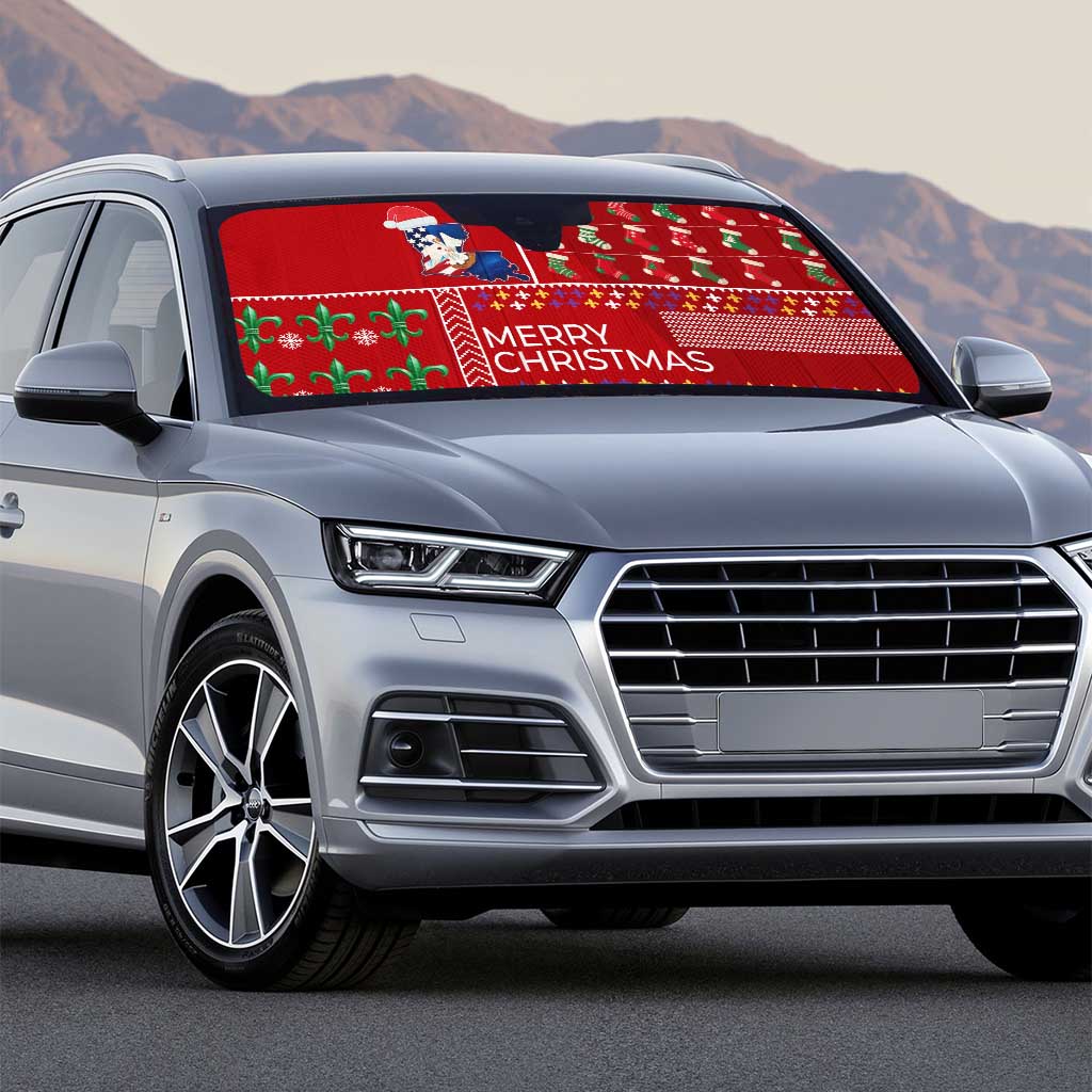 Louisiana Merry Christmas Auto Sun Shade Xmas Holiday Patterns - Wonder Print Shop