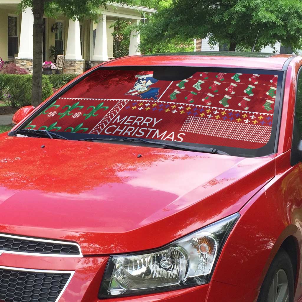 Louisiana Merry Christmas Auto Sun Shade Xmas Holiday Patterns - Wonder Print Shop