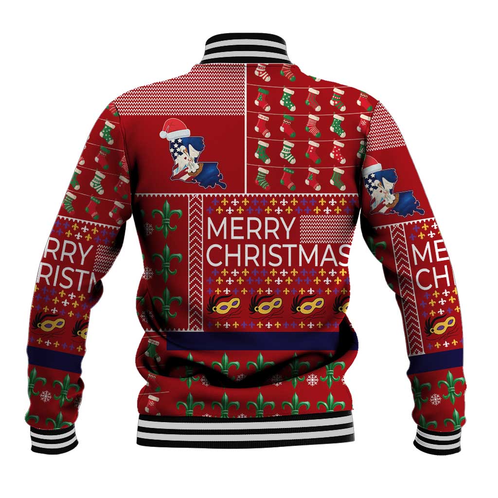 Louisiana Merry Christmas Baseball Jacket Xmas Holiday Patterns - Wonder Print Shop