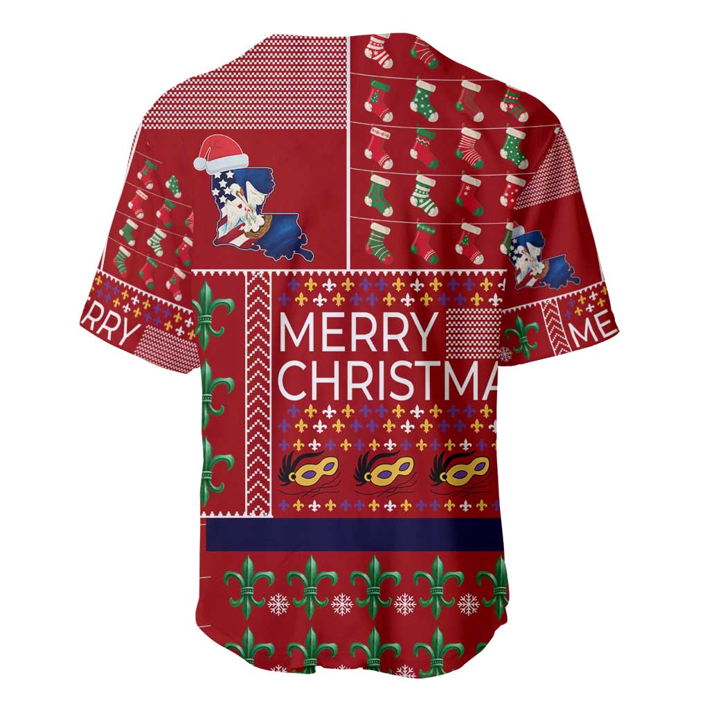 Louisiana Merry Christmas Baseball Jersey Xmas Holiday Patterns - Wonder Print Shop