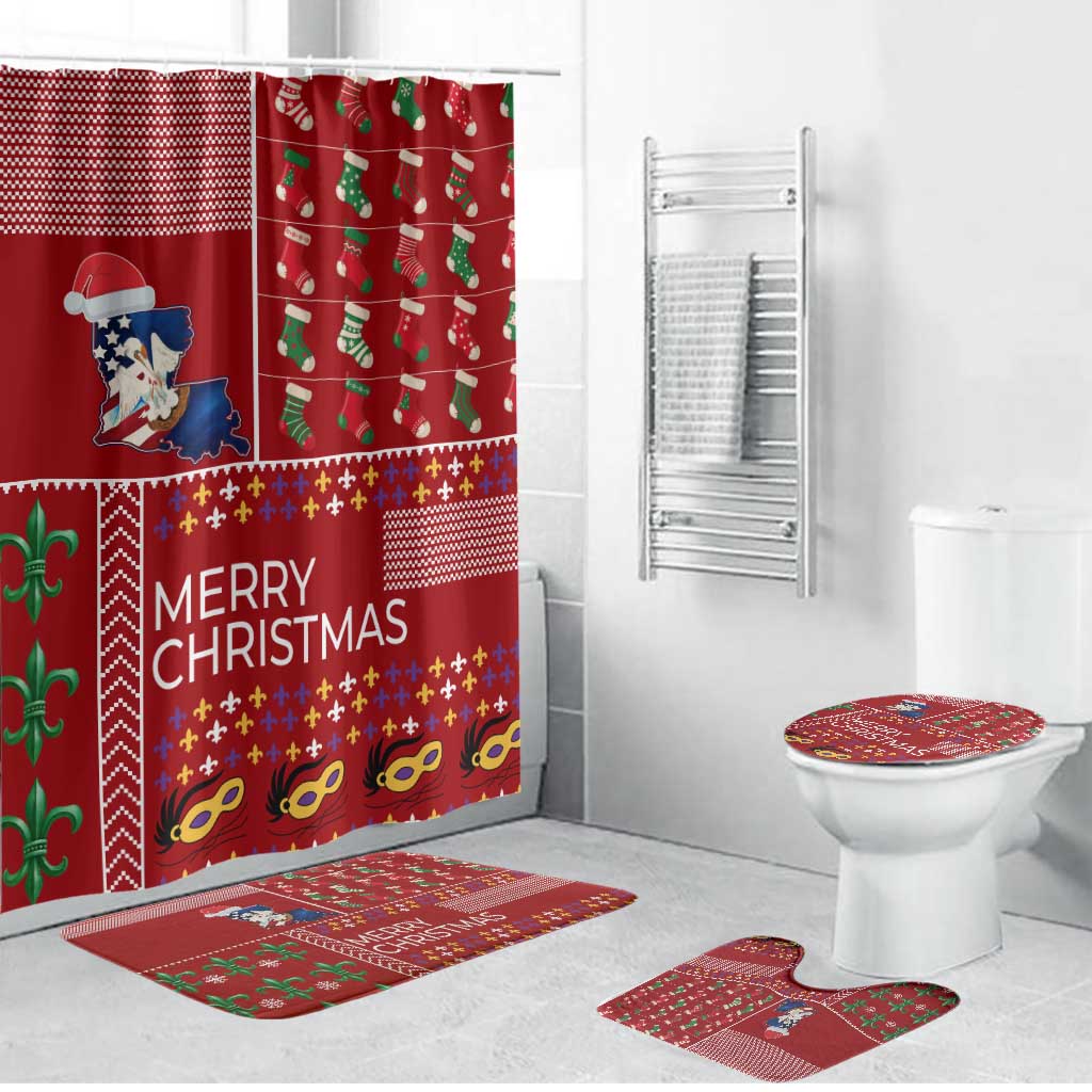 Louisiana Merry Christmas Bathroom Set Xmas Holiday Patterns - Wonder Print Shop