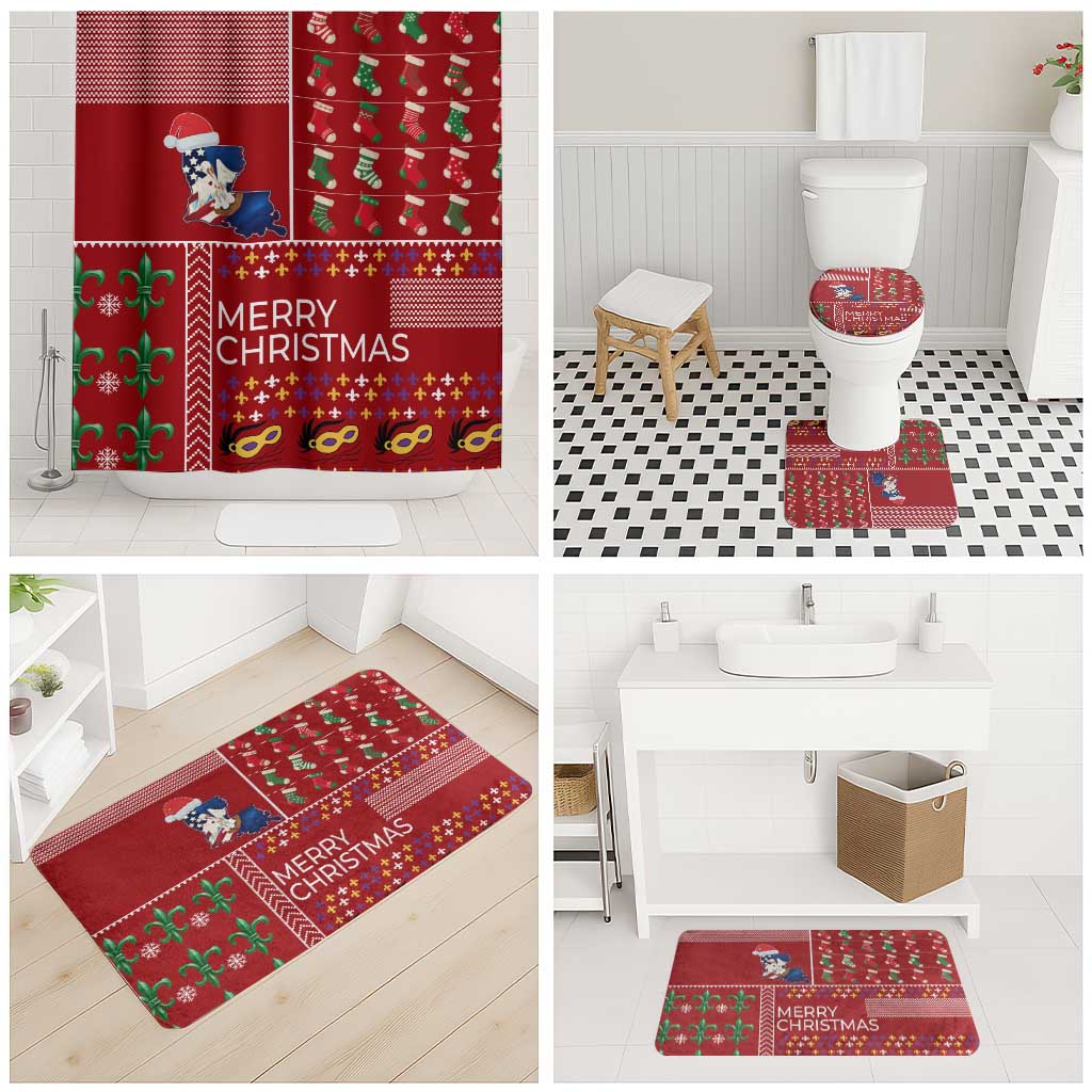 Louisiana Merry Christmas Bathroom Set Xmas Holiday Patterns - Wonder Print Shop