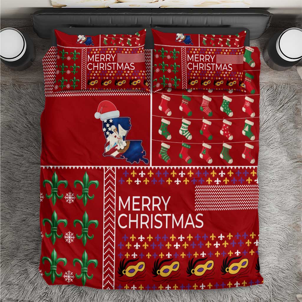 Louisiana Merry Christmas Bedding Set Xmas Holiday Patterns - Wonder Print Shop