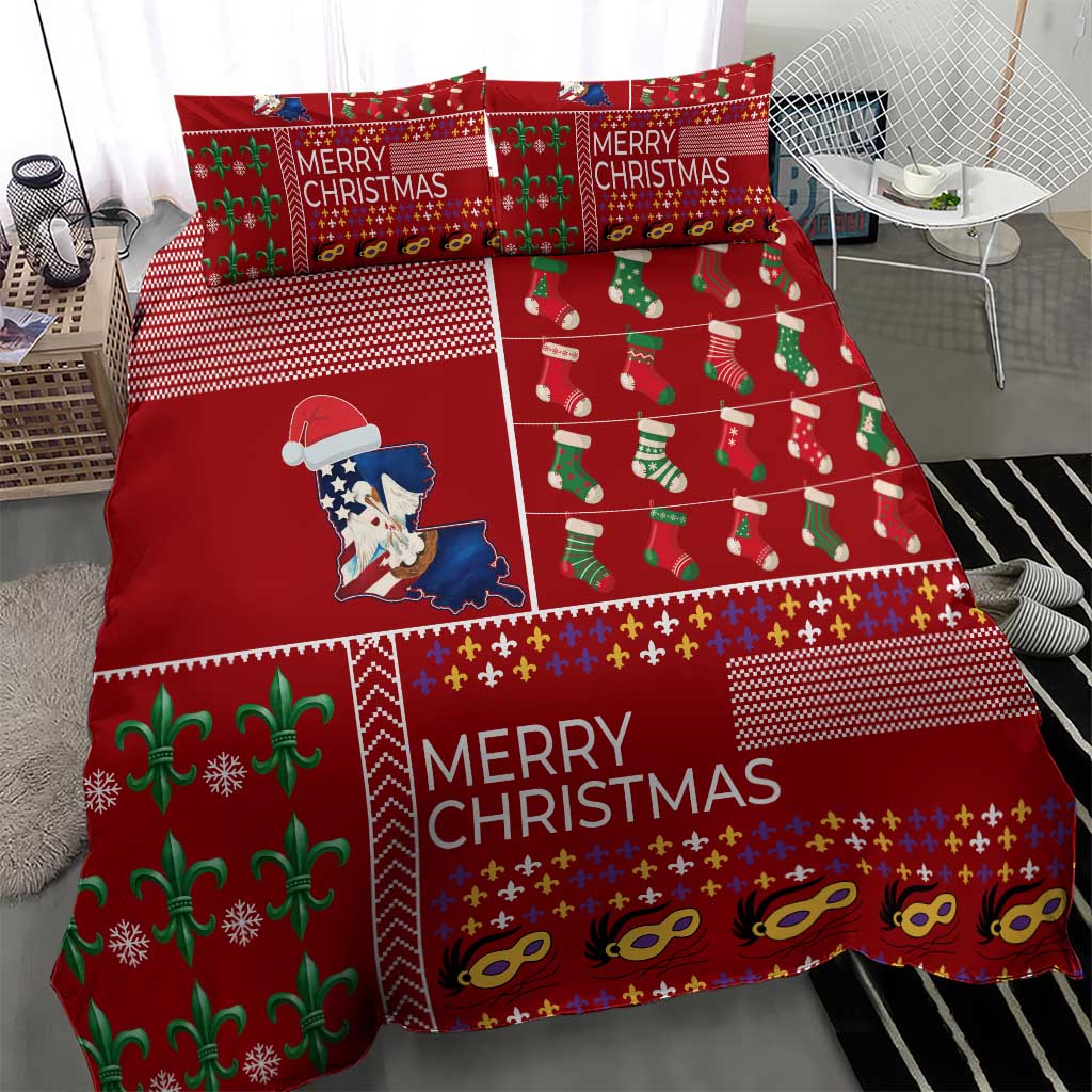 Louisiana Merry Christmas Bedding Set Xmas Holiday Patterns - Wonder Print Shop