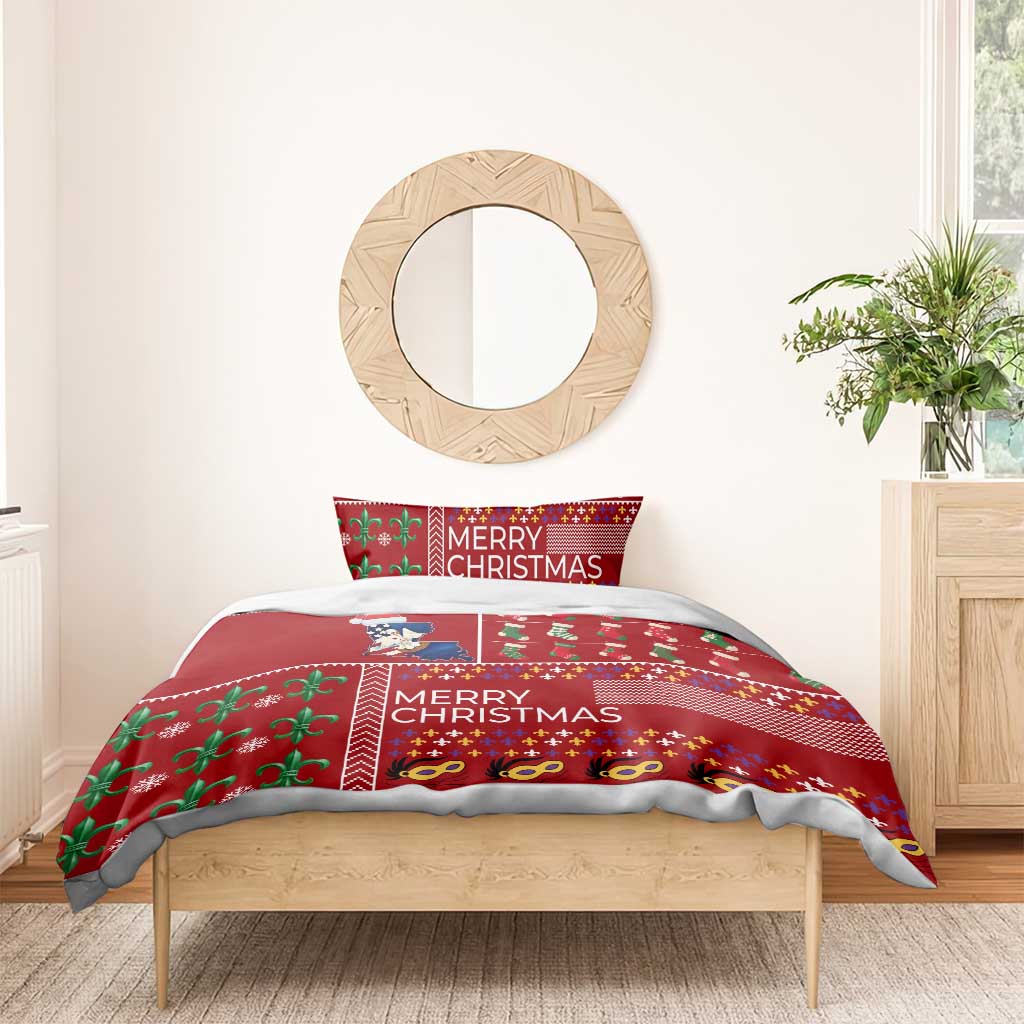 Louisiana Merry Christmas Bedding Set Xmas Holiday Patterns - Wonder Print Shop