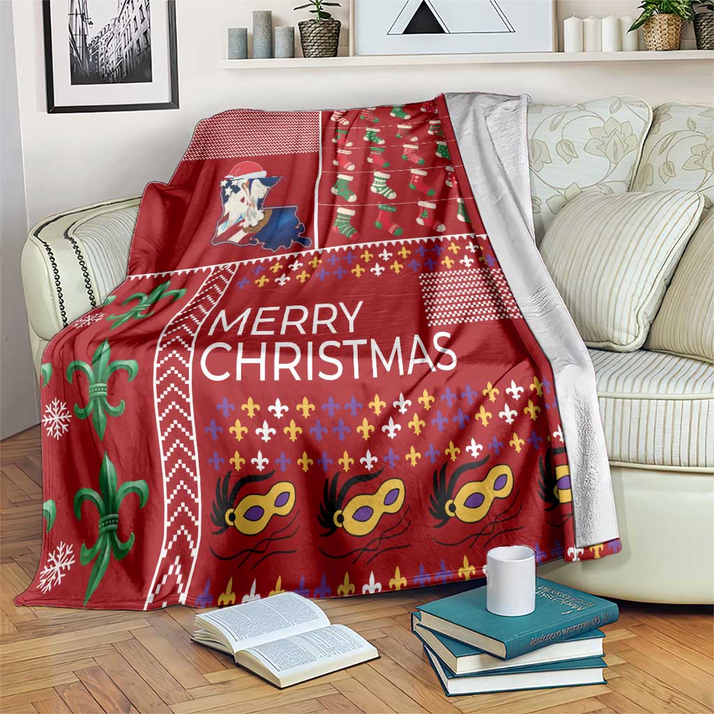 Louisiana Merry Christmas Blanket Xmas Holiday Patterns - Wonder Print Shop