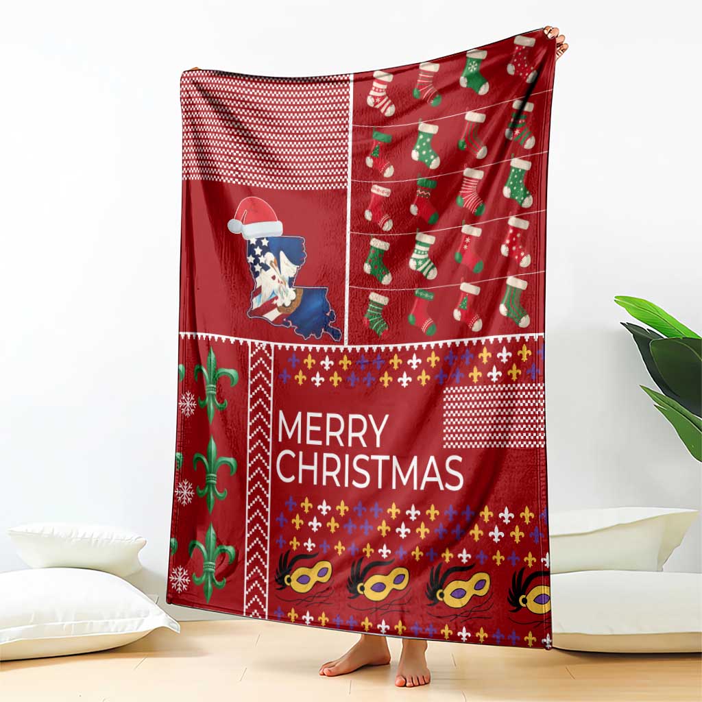 Louisiana Merry Christmas Blanket Xmas Holiday Patterns - Wonder Print Shop