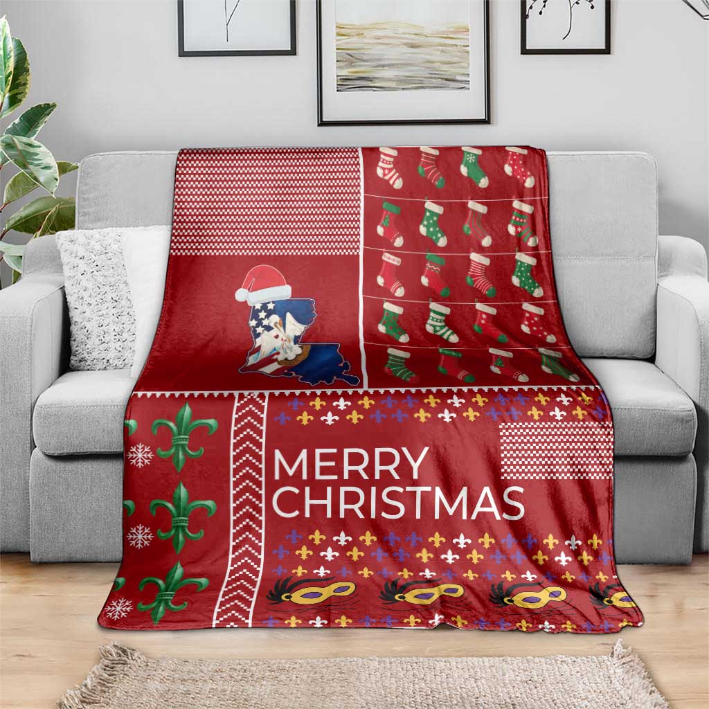 Louisiana Merry Christmas Blanket Xmas Holiday Patterns - Wonder Print Shop