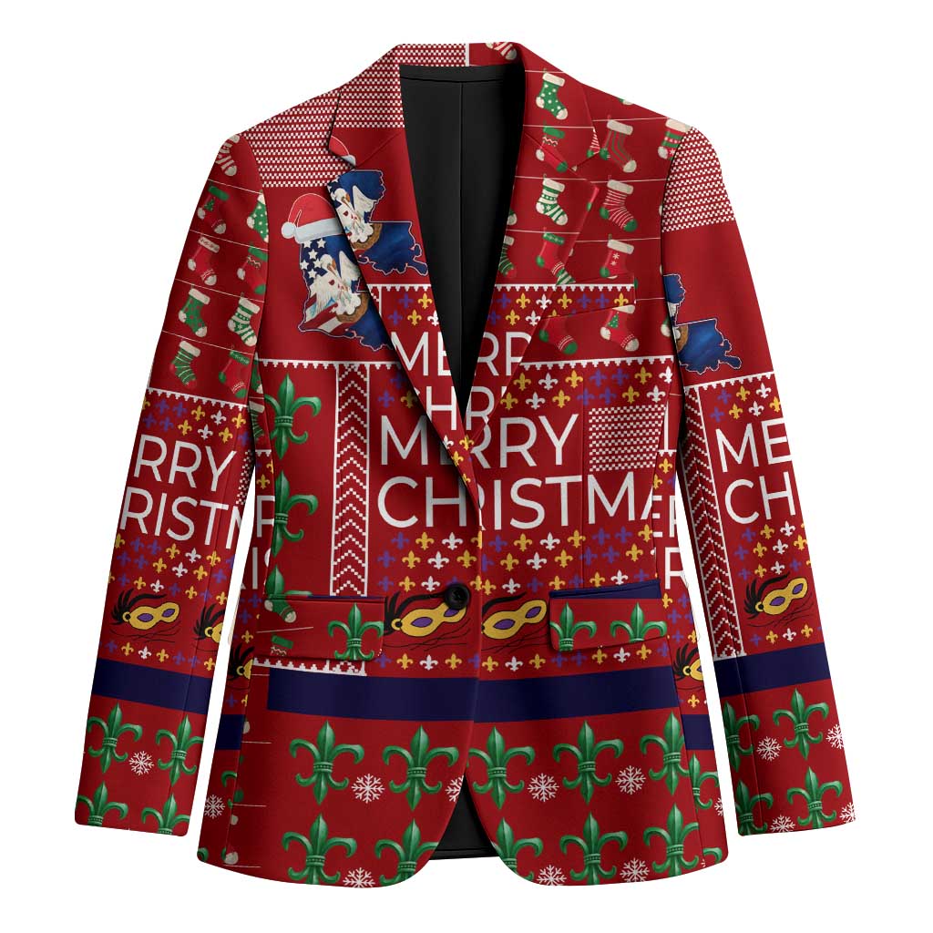 Louisiana Merry Christmas Blazer Xmas Holiday Patterns - Wonder Print Shop