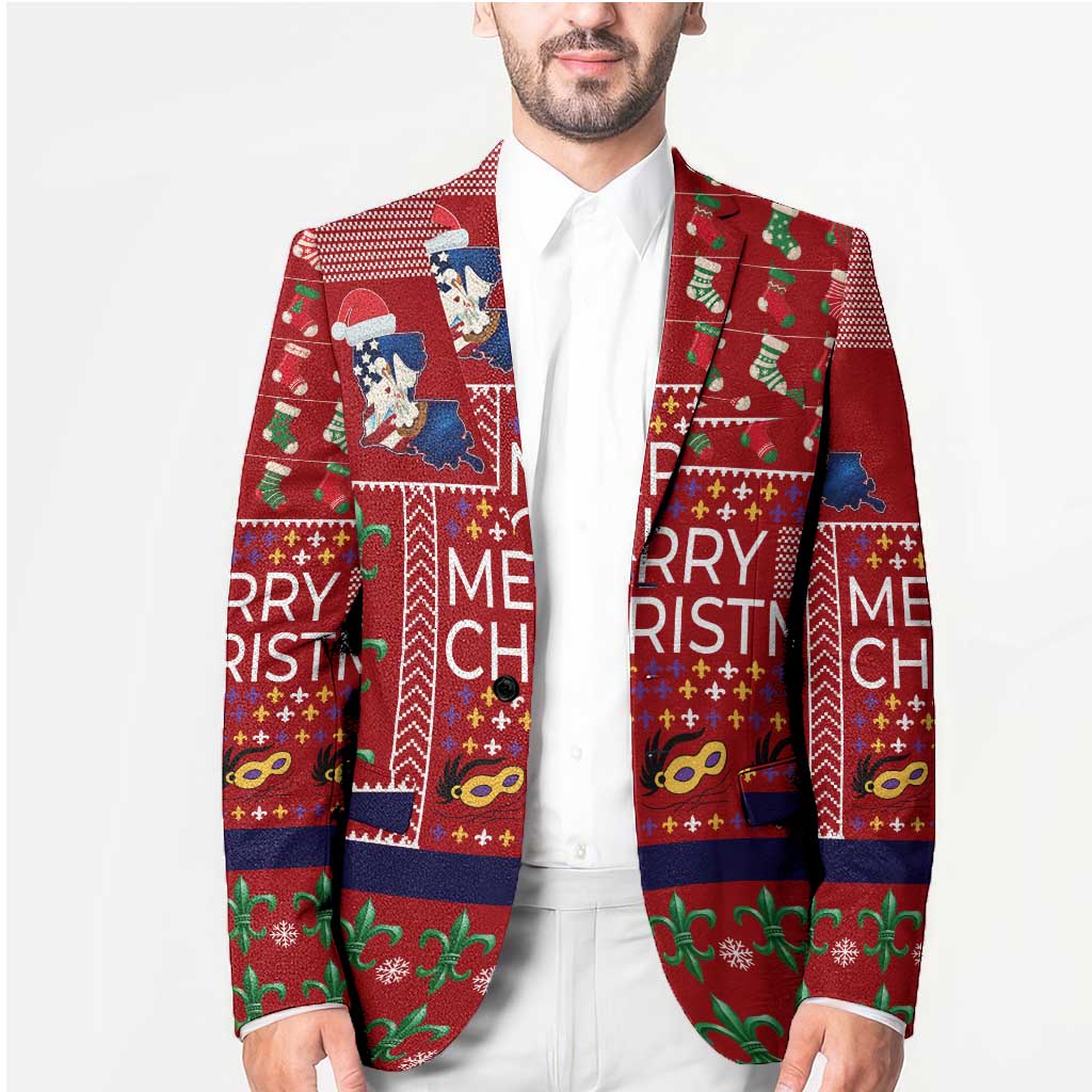 Louisiana Merry Christmas Blazer Xmas Holiday Patterns - Wonder Print Shop
