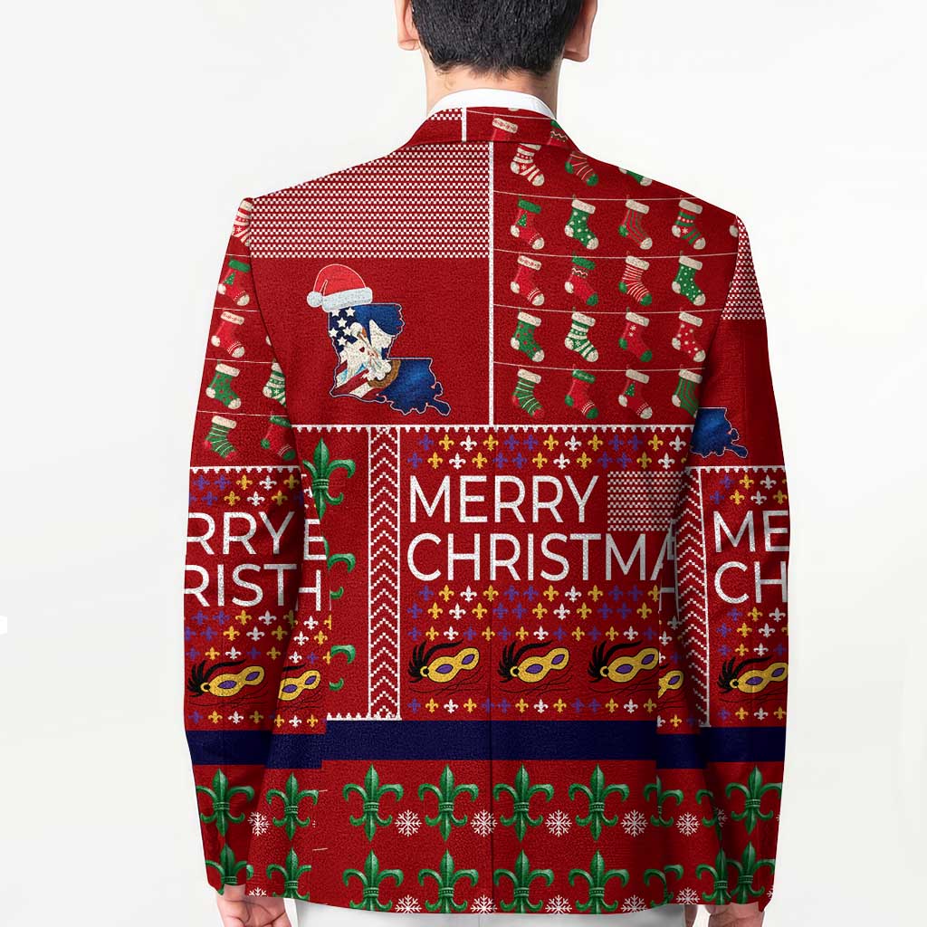 Louisiana Merry Christmas Blazer Xmas Holiday Patterns - Wonder Print Shop
