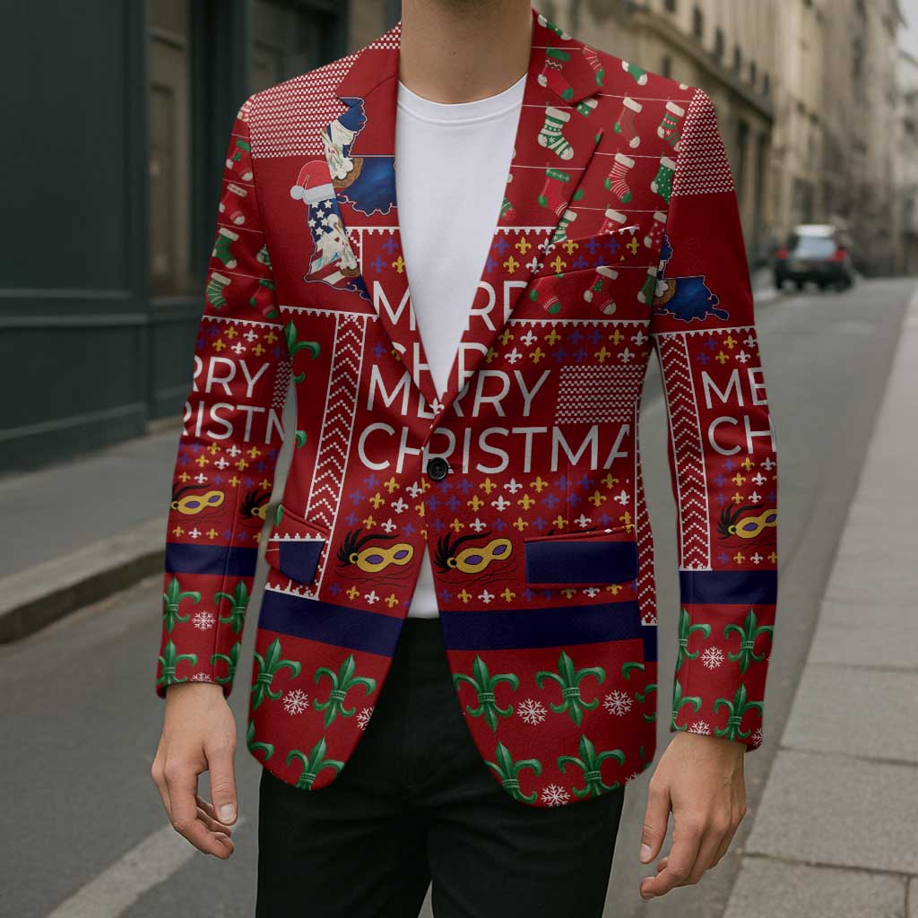 Louisiana Merry Christmas Blazer Xmas Holiday Patterns - Wonder Print Shop