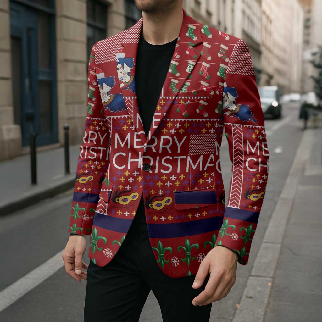 Louisiana Merry Christmas Blazer Xmas Holiday Patterns - Wonder Print Shop