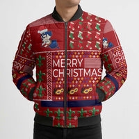 Louisiana Merry Christmas Bomber Puffer Jacket Xmas Holiday Patterns - Wonder Print Shop