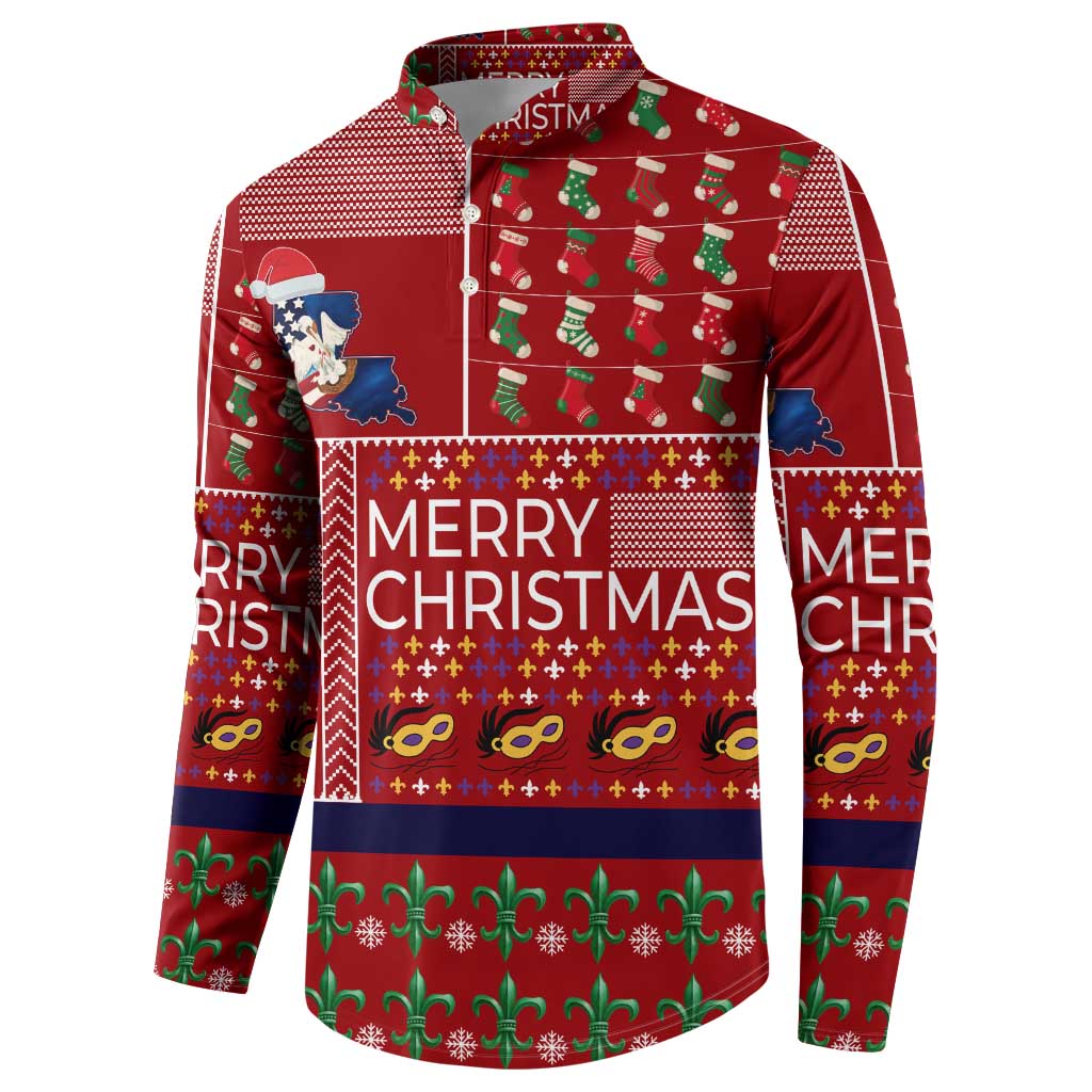 Louisiana Merry Christmas Button Sweatshirt Xmas Holiday Patterns - Wonder Print Shop