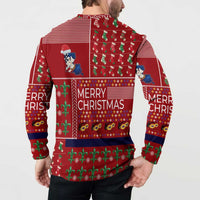 Louisiana Merry Christmas Button Sweatshirt Xmas Holiday Patterns - Wonder Print Shop