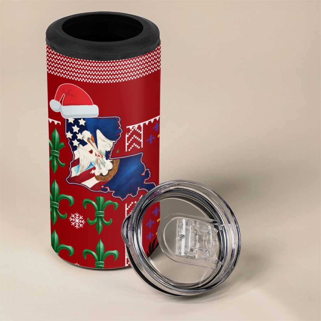 Louisiana Merry Christmas 4 in 1 Can Cooler Tumbler Xmas Holiday Patterns - Wonder Print Shop