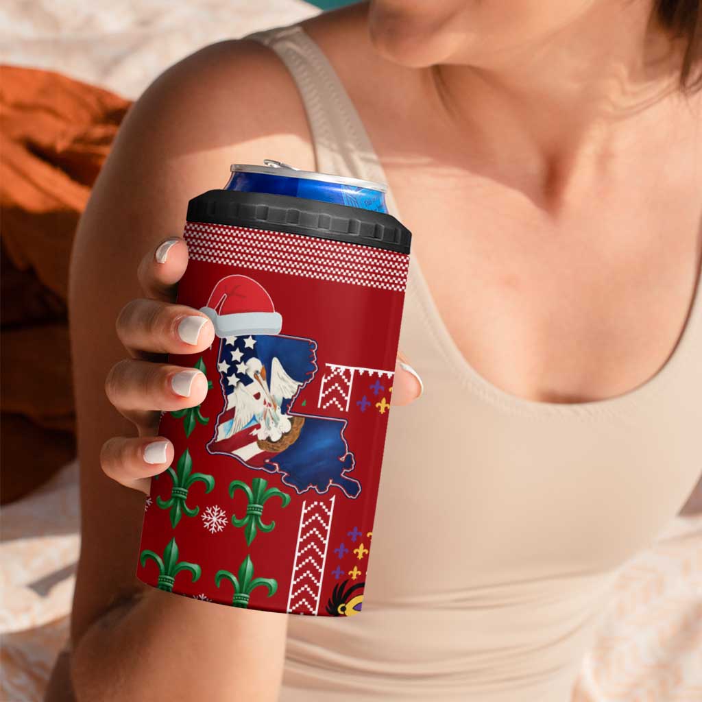 Louisiana Merry Christmas 4 in 1 Can Cooler Tumbler Xmas Holiday Patterns - Wonder Print Shop