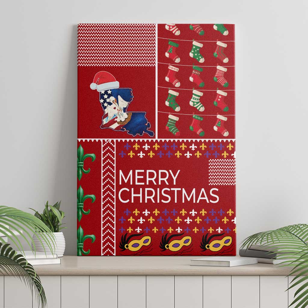 Louisiana Merry Christmas Canvas Wall Art Xmas Holiday Patterns - Wonder Print Shop