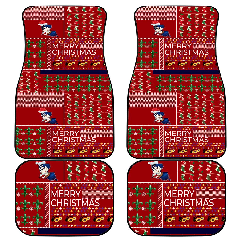 Louisiana Merry Christmas Car Mats Xmas Holiday Patterns - Wonder Print Shop