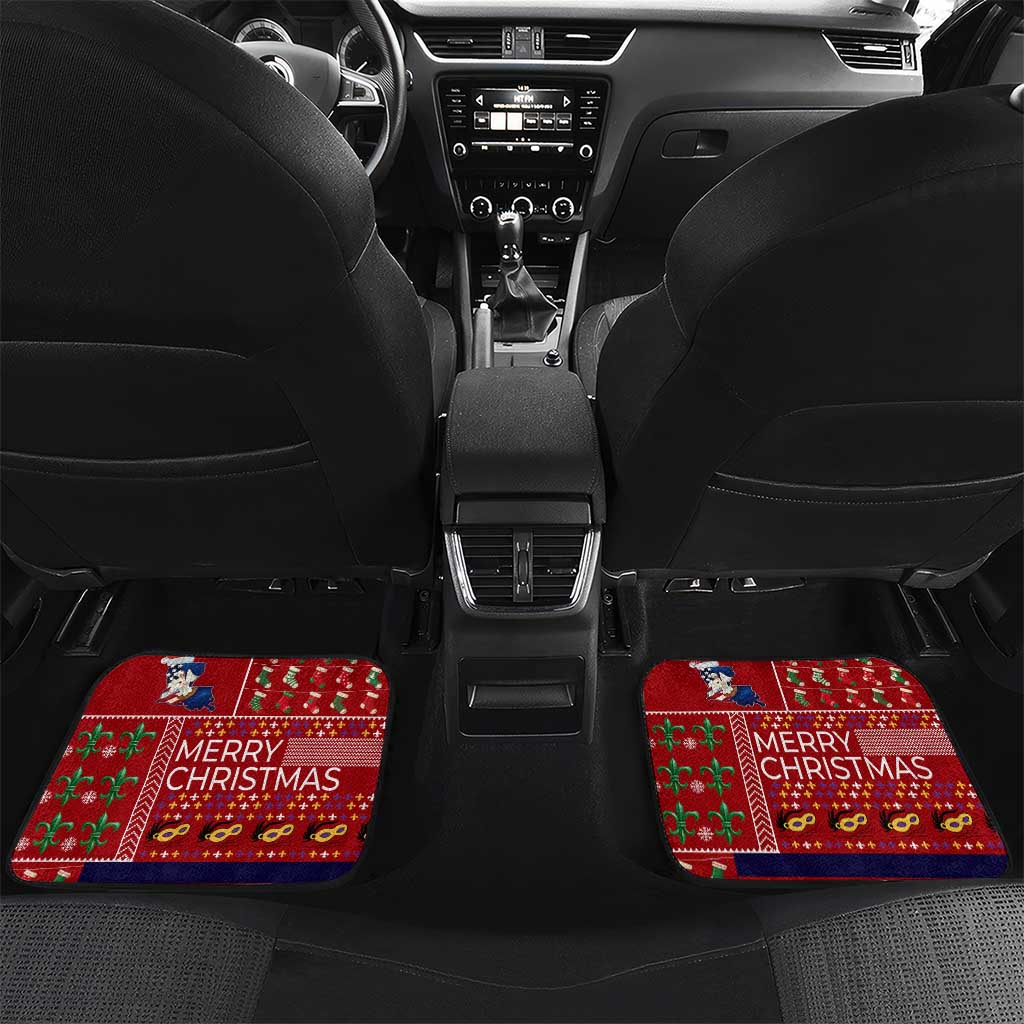 Louisiana Merry Christmas Car Mats Xmas Holiday Patterns - Wonder Print Shop