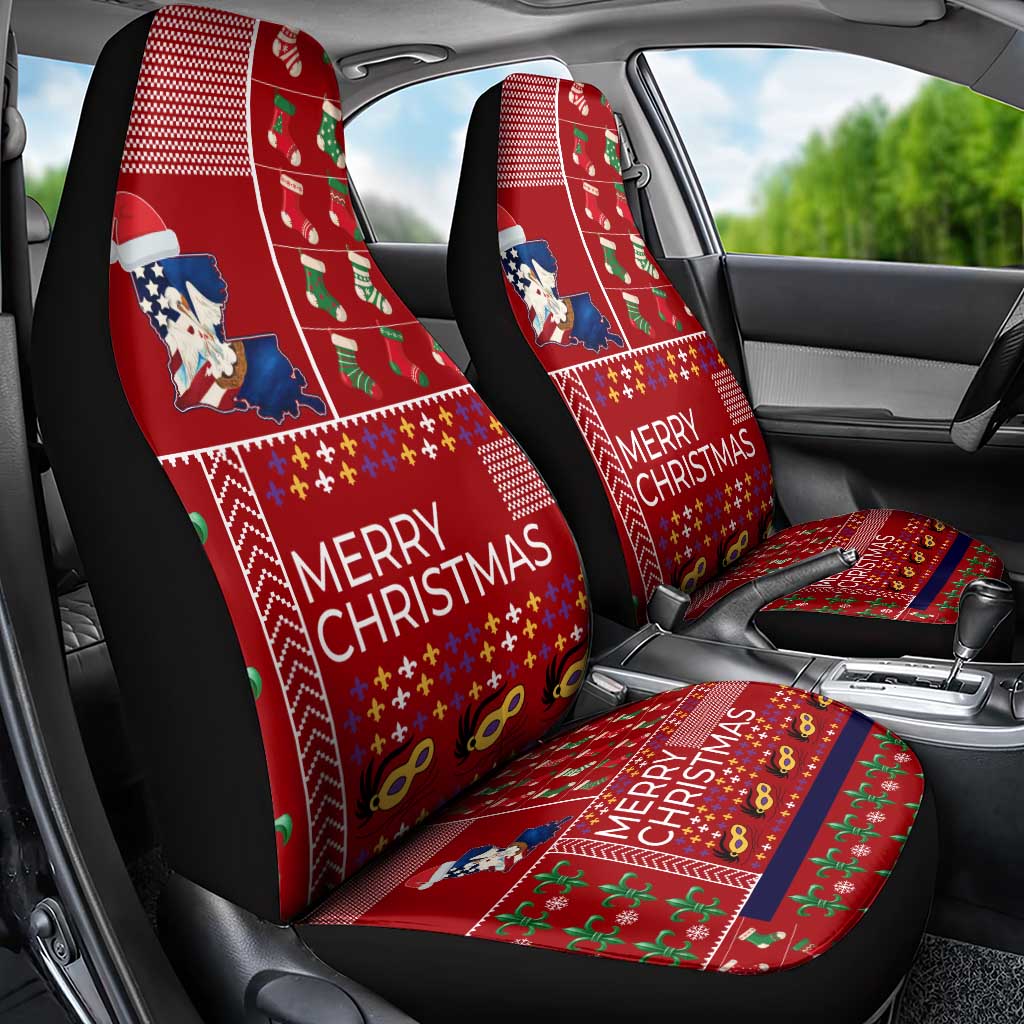 Louisiana Merry Christmas Car Seat Cover Xmas Holiday Patterns - Wonder Print Shop