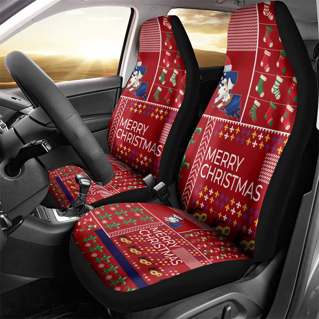 Louisiana Merry Christmas Car Seat Cover Xmas Holiday Patterns - Wonder Print Shop