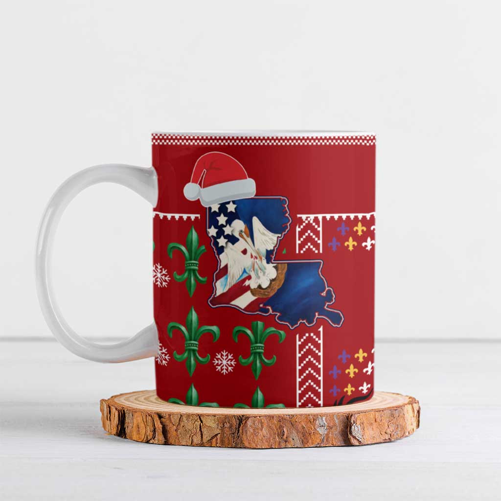 Louisiana Merry Christmas Ceramic Mug Xmas Holiday Patterns - Wonder Print Shop
