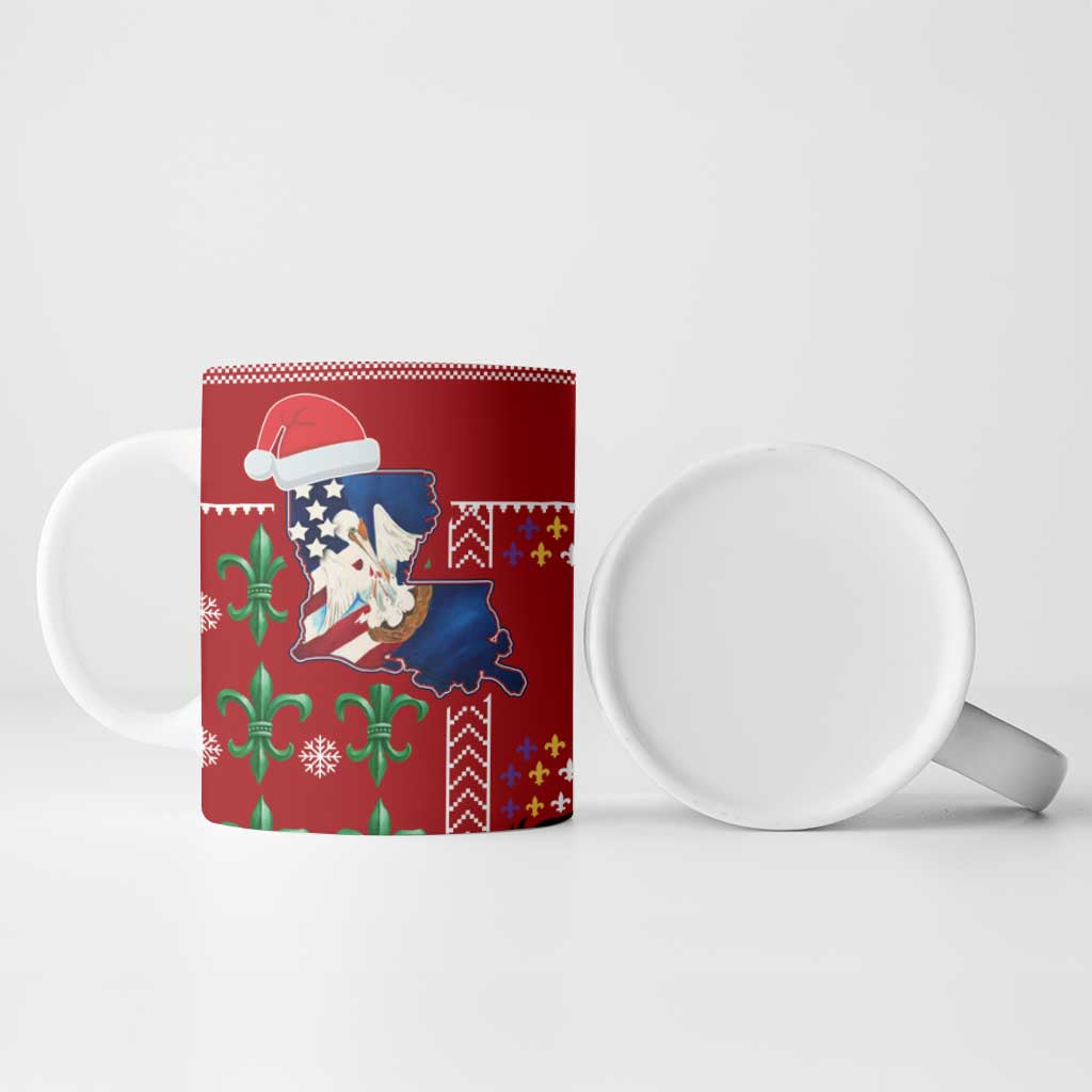 Louisiana Merry Christmas Ceramic Mug Xmas Holiday Patterns - Wonder Print Shop