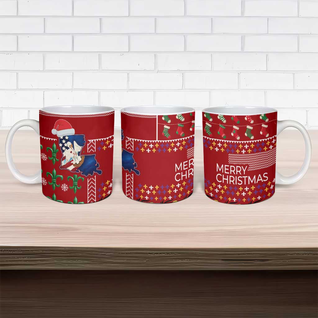 Louisiana Merry Christmas Ceramic Mug Xmas Holiday Patterns - Wonder Print Shop