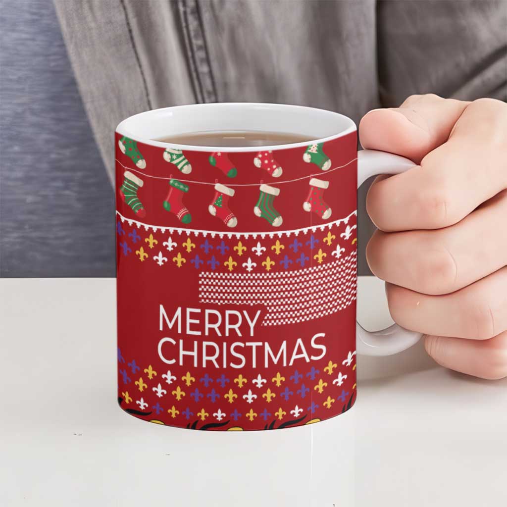 Louisiana Merry Christmas Ceramic Mug Xmas Holiday Patterns - Wonder Print Shop