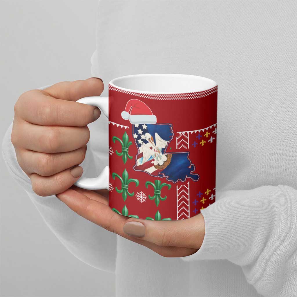 Louisiana Merry Christmas Ceramic Mug Xmas Holiday Patterns - Wonder Print Shop