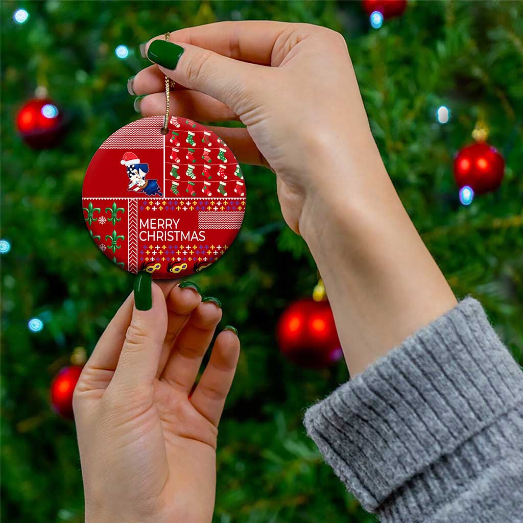 Louisiana Merry Christmas Ceramic Ornament Xmas Holiday Patterns - Wonder Print Shop