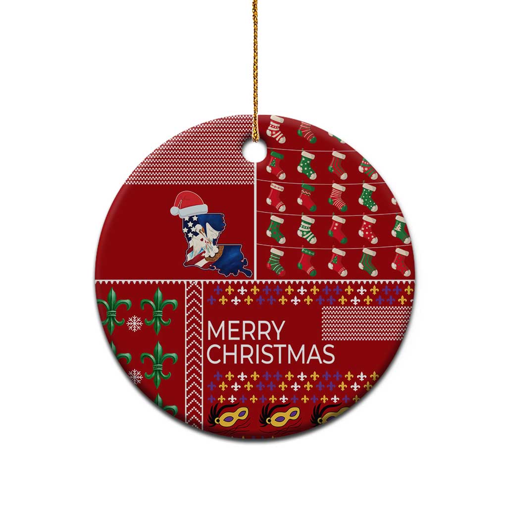 Louisiana Merry Christmas Ceramic Ornament Xmas Holiday Patterns - Wonder Print Shop