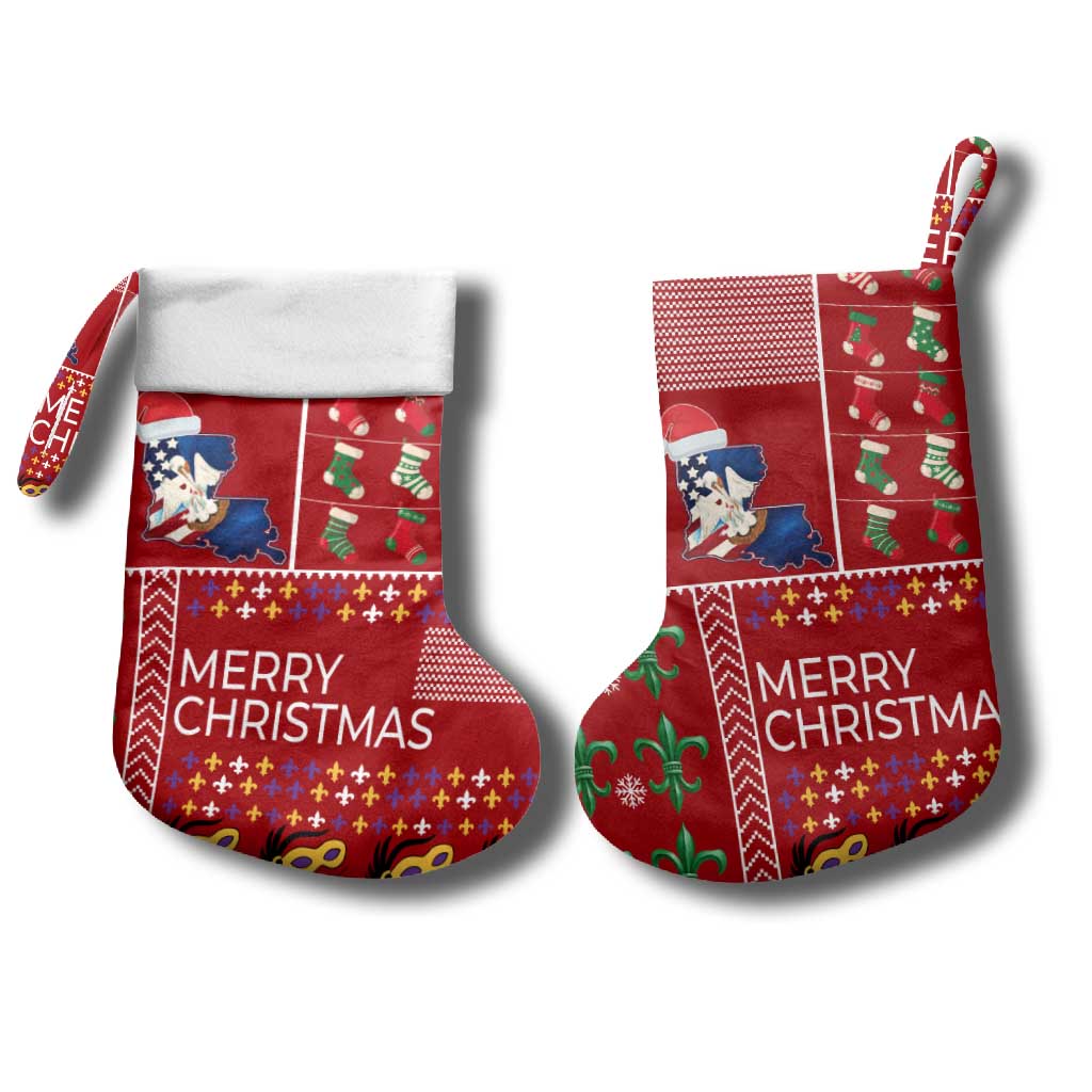 Louisiana Merry Christmas Stocking Xmas Holiday Patterns - Wonder Print Shop