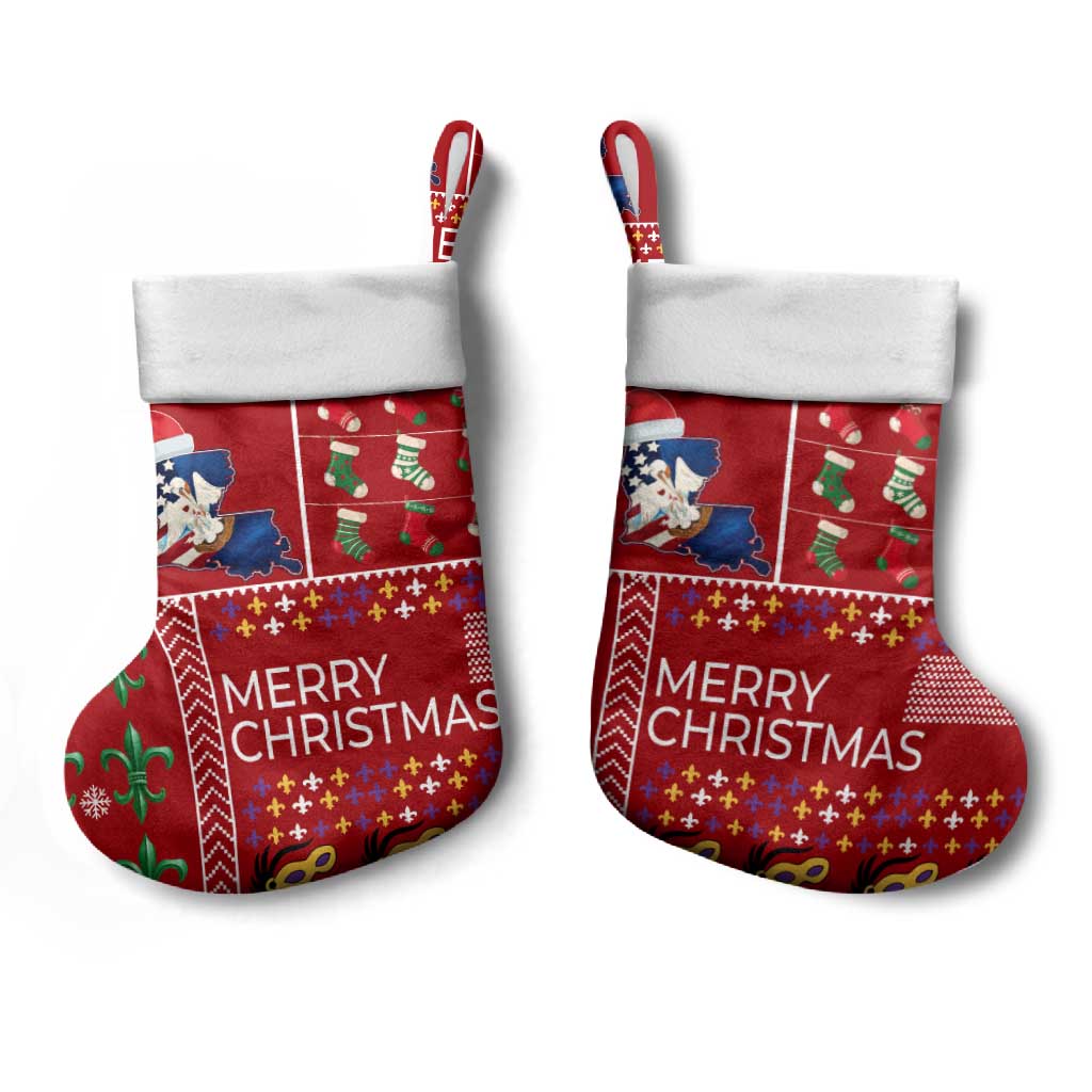 Louisiana Merry Christmas Stocking Xmas Holiday Patterns - Wonder Print Shop