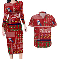 Louisiana Merry Christmas Couples Matching Long Sleeve Bodycon Dress and Hawaiian Shirt Xmas Holiday Patterns - Wonder Print Shop