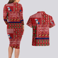 Louisiana Merry Christmas Couples Matching Long Sleeve Bodycon Dress and Hawaiian Shirt Xmas Holiday Patterns - Wonder Print Shop