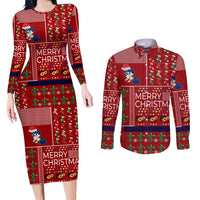 Louisiana Merry Christmas Couples Matching Long Sleeve Bodycon Dress and Long Sleeve Button Shirt Xmas Holiday Patterns - Wonder Print Shop