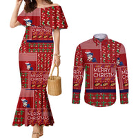 Louisiana Merry Christmas Couples Matching Mermaid Dress and Long Sleeve Button Shirt Xmas Holiday Patterns - Wonder Print Shop