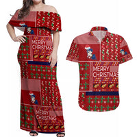 Louisiana Merry Christmas Couples Matching Off Shoulder Maxi Dress and Hawaiian Shirt Xmas Holiday Patterns - Wonder Print Shop