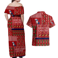 Louisiana Merry Christmas Couples Matching Off Shoulder Maxi Dress and Hawaiian Shirt Xmas Holiday Patterns - Wonder Print Shop